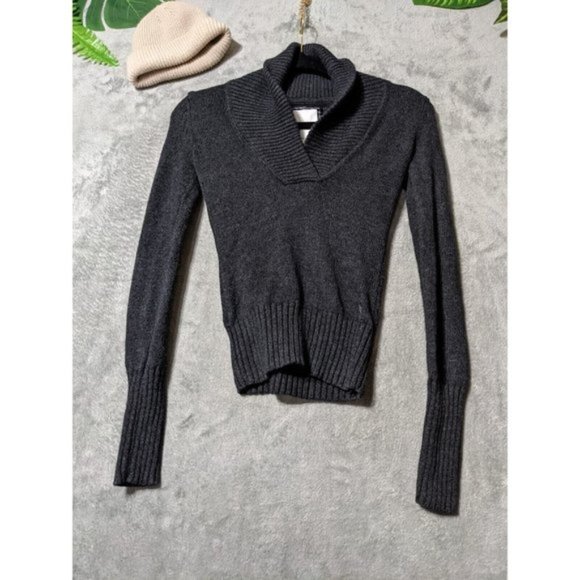 🍑AMERICAN EAGLE Women Sweater Knit Pullover Fall Winter Solid Gray Slim XS(0-2) - Picture 2 of 13